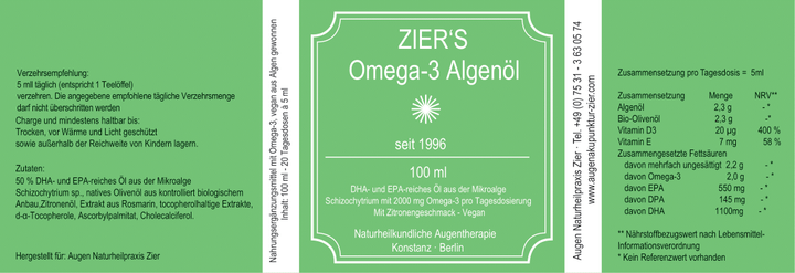 Zier's Omega-3-Algenöl